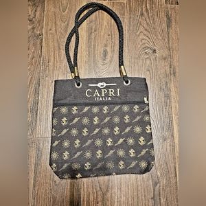 Capri modern vintage black and gold Nautical anchor quiet luxury tote bag/purse